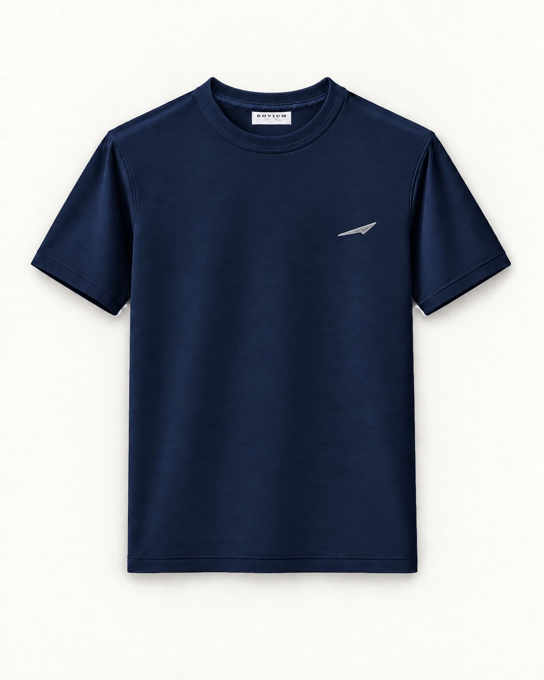 Rovium — Navy Base Tee, flat lay